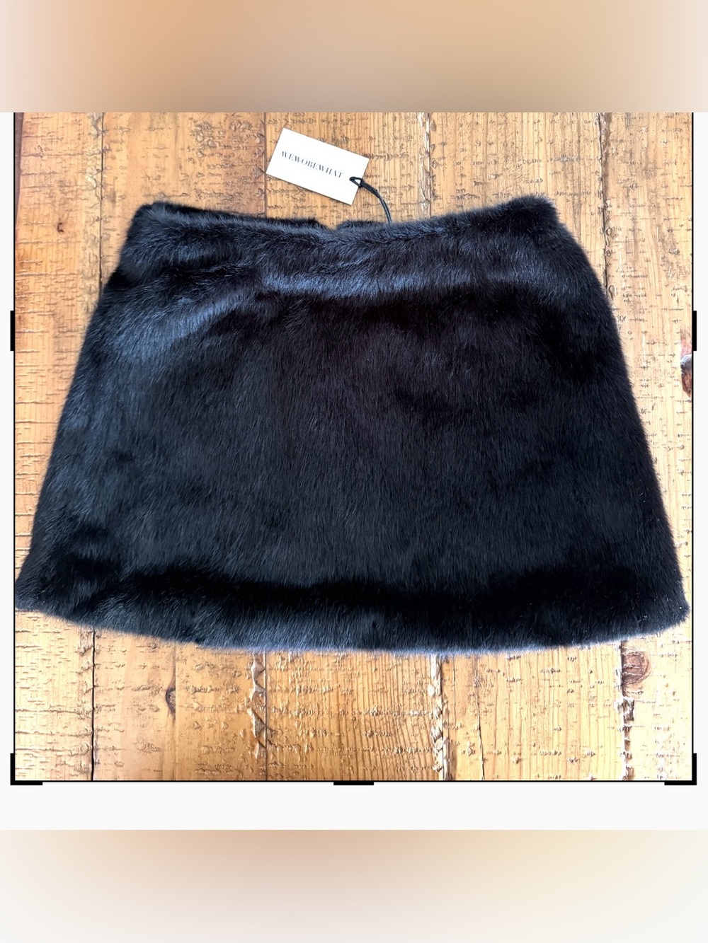 WeWoreWhat Black Faux Fur Mini Skirt - Plush Pull-On Style